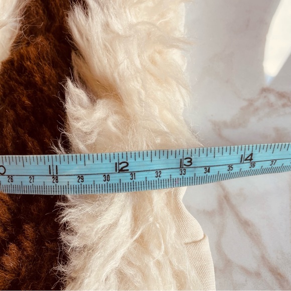 Alpaca llama cream and brown shearling fur tapestry wall hanging art 2pc Set - Picture 4 of 9